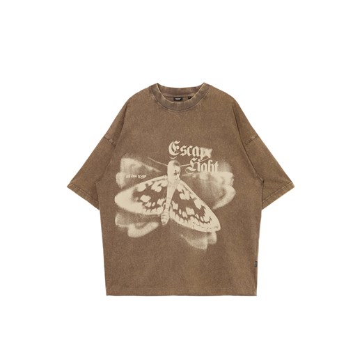 Cropp - T-shirt z nadrukiem acid wash - brązowy ze sklepu Cropp w kategorii T-shirty męskie - zdjęcie 173276878