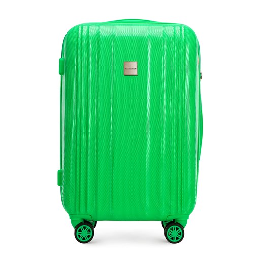 Średnia walizka z polikarbonu tłoczona plaster miodu zielona ze sklepu WITTCHEN w kategorii Walizki - zdjęcie 173277086