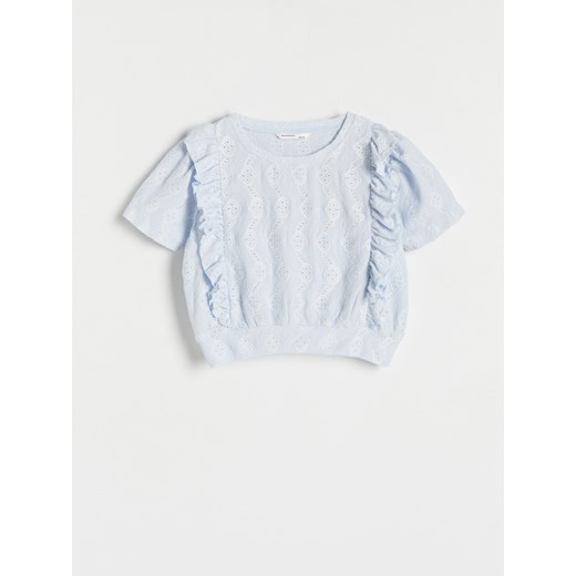 Reserved - Ażurowa bluzka - jasnoniebieski ze sklepu Reserved w kategorii Bluzki dziewczęce - zdjęcie 173277317