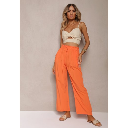 Pomarańczowe Spodnie Karrill ze sklepu Renee odzież w kategorii Spodnie damskie - zdjęcie 173277757
