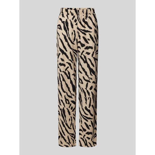 Spodnie materiałowe z szeroką nogawką i fakturowanym wzorem model ‘LUNA’ ze sklepu Peek&Cloppenburg  w kategorii Spodnie damskie - zdjęcie 173278836