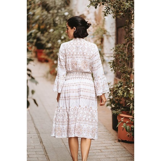 Sukienka Isla Bonita By Sigris bawełniana rozkloszowana z długim rękawem 