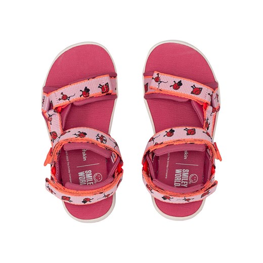Sandały dziecięce różowe Jack Wolfskin z nadrukami na rzepy 