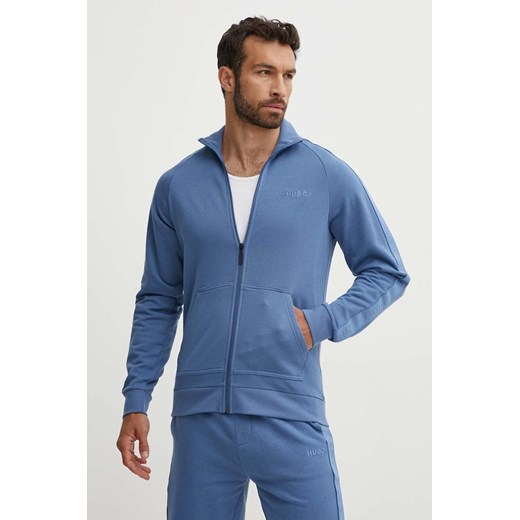 HUGO bluza bawełniana lounge kolor niebieski z aplikacją 50520493 ze sklepu ANSWEAR.com w kategorii Bluzy męskie - zdjęcie 173280465