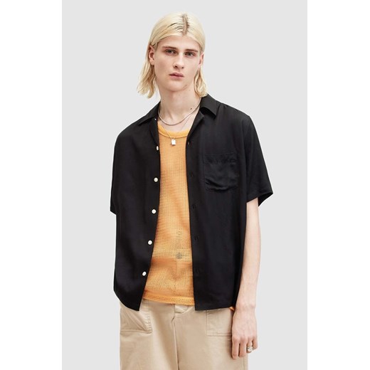 AllSaints koszula SUNSMIRK SS męska kolor czarny relaxed M043SA ze sklepu ANSWEAR.com w kategorii Koszule męskie - zdjęcie 173280559