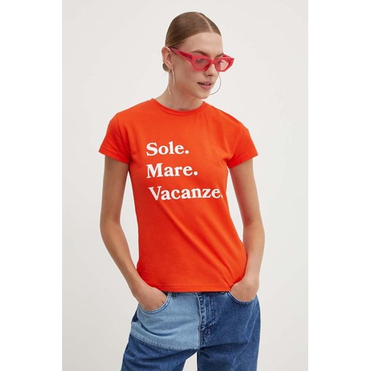 Drivemebikini t-shirt Sole Mare Vacanze damski kolor pomarańczowy ze sklepu ANSWEAR.com w kategorii Bluzki damskie - zdjęcie 173281038