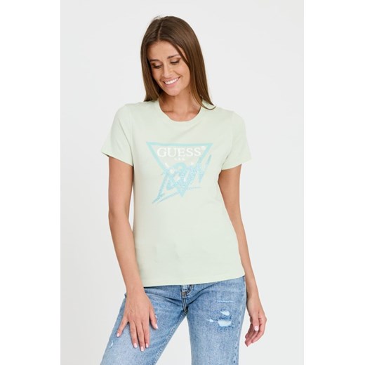 GUESS Miętowy t-shirt Icon Tee, Rozmiar XL ze sklepu outfit.pl w kategorii Bluzki damskie - zdjęcie 173281426