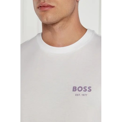 T-shirt męski BOSS HUGO casualowy biały z krótkim rękawem