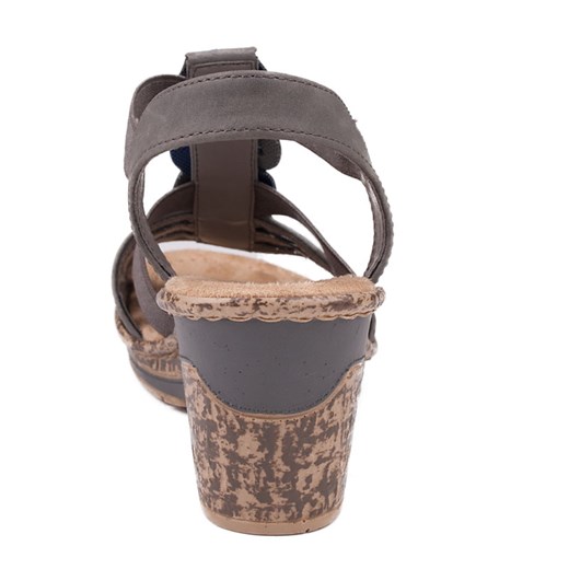 60668-42 Rieker sandały szaro-granatowe skórzane milandi-pl  miękkie