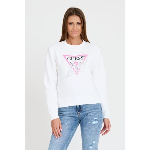 GUESS Biała bluza Cn Icon, Rozmiar XL ze sklepu outfit.pl w kategorii Bluzy damskie - zdjęcie 173284196