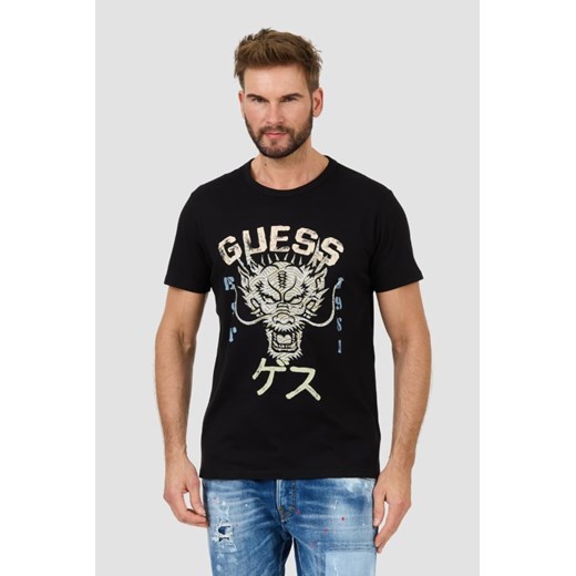 GUESS Czarny t-shirt Dragon Tee, Wybierz rozmiar XXL ze sklepu outfit.pl w kategorii T-shirty męskie - zdjęcie 173284375