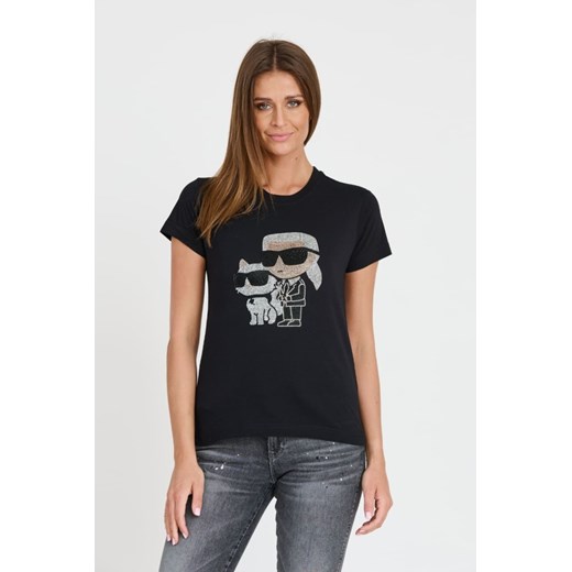 KARL LAGERFELD Czarny t-shirt Ikonik 2.0, Rozmiar XS ze sklepu outfit.pl w kategorii Bluzki damskie - zdjęcie 173284438