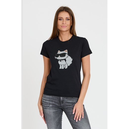 KARL LAGERFELD Czarny t-shirt Ikonik 2.0, Wybierz rozmiar XL ze sklepu outfit.pl w kategorii Bluzki damskie - zdjęcie 173284466