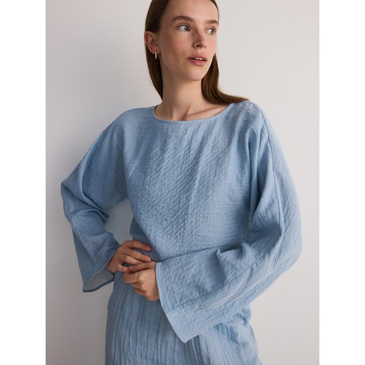 Reserved - Muślinowa bluzka - jasnoniebieski ze sklepu Reserved w kategorii Bluzki damskie - zdjęcie 173284496
