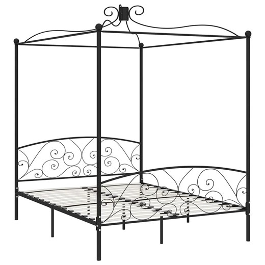 Czarne podwójne łóżko z baldachimem 180x200 cm - Orfes ze sklepu Edinos.pl w kategorii Łóżka i materace - zdjęcie 173284597
