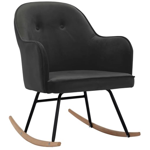 Ciemnoszary aksamitny fotel bujany – Revers ze sklepu Edinos.pl w kategorii Fotele - zdjęcie 173284848