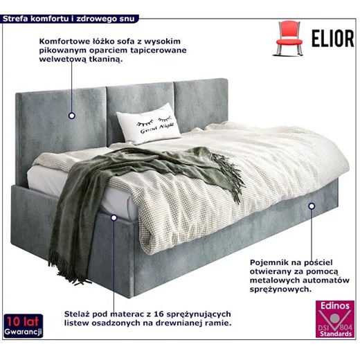 Szare tapicerowane łóżko z oparciem Sorento 4X - 3 rozmiary Elior One Size wyprzedaż Edinos.pl