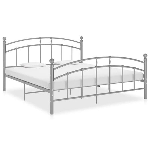 Szare metalowe łóżko małżeńskie 180x200 cm - Serafi ze sklepu Edinos.pl w kategorii Łóżka i materace - zdjęcie 173285298