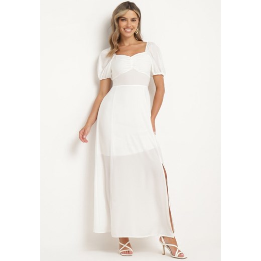 Biała Koktajlowa Sukienka Typu Hiszpanka z Rozcięciem Vikita ze sklepu Born2be Odzież w kategorii Sukienki - zdjęcie 173285956
