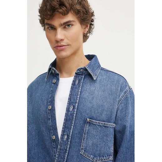 Samsoe Samsoe koszula jeansowa SADAMON męska kolor niebieski regular z kołnierzykiem klasycznym M24200010 ze sklepu ANSWEAR.com w kategorii Koszule męskie - zdjęcie 173288127