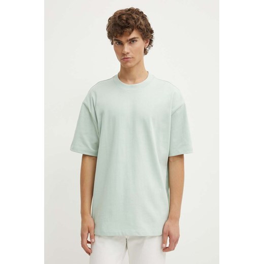 HUGO t-shirt bawełniany męski kolor zielony gładki 50516664 ze sklepu ANSWEAR.com w kategorii T-shirty męskie - zdjęcie 173288178