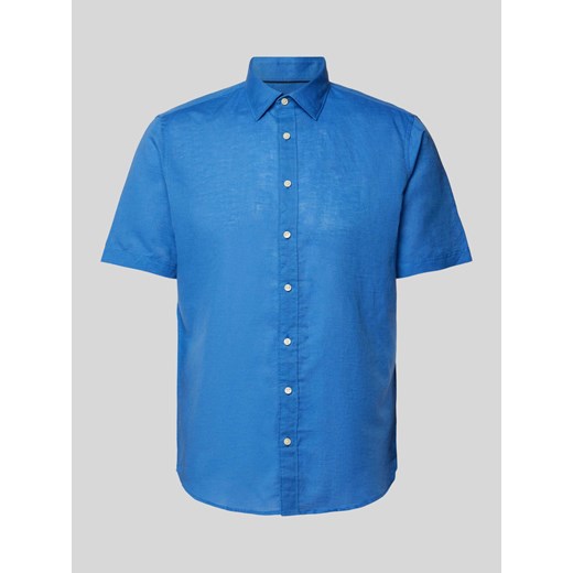 Koszula lniana o kroju slim fit z kołnierzykiem typu kent ze sklepu Peek&Cloppenburg  w kategorii Koszule męskie - zdjęcie 173288959