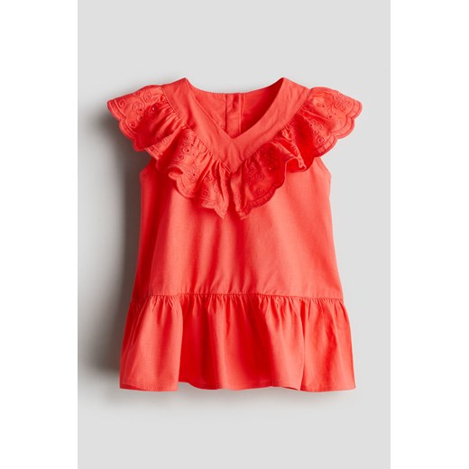 H & M - Bawełniana sukienka z falbankami - Czerwony ze sklepu H&M w kategorii Sukienki dziewczęce - zdjęcie 173289596