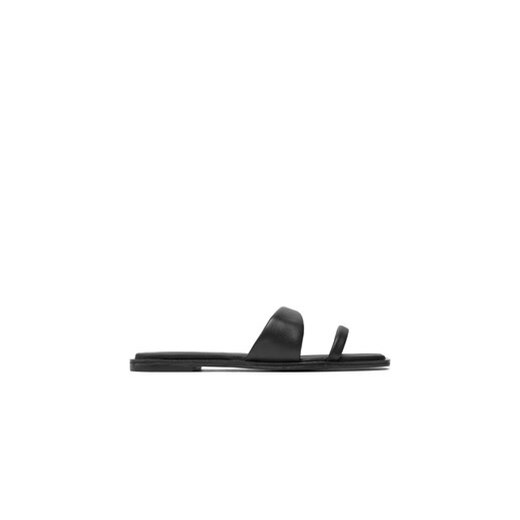 Calvin Klein Klapki Flat Slide Lth HW0HW02071 Czarny ze sklepu MODIVO w kategorii Klapki damskie - zdjęcie 173292529