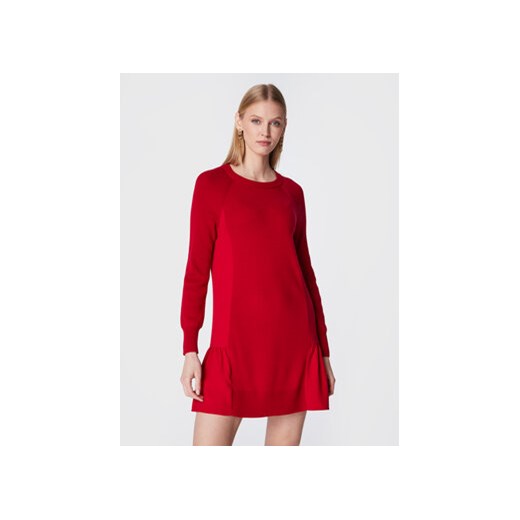 TWINSET Sukienka dzianinowa 222TT3280 Czerwony Regular Fit ze sklepu MODIVO w kategorii Sukienki - zdjęcie 173292536