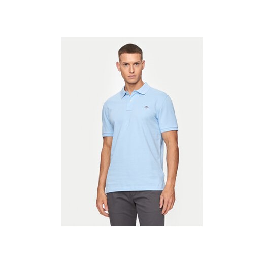 Gant Polo Shield 2220 Niebieski Slim Fit ze sklepu MODIVO w kategorii T-shirty męskie - zdjęcie 173292699