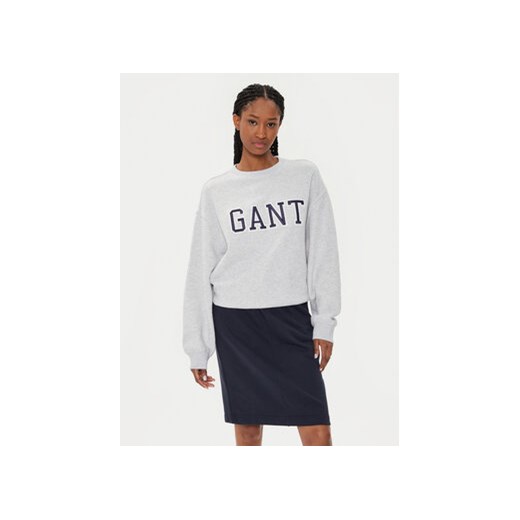 Gant Bluza Logo 4200840 Szary Relaxed Fit ze sklepu MODIVO w kategorii Bluzy damskie - zdjęcie 173293017