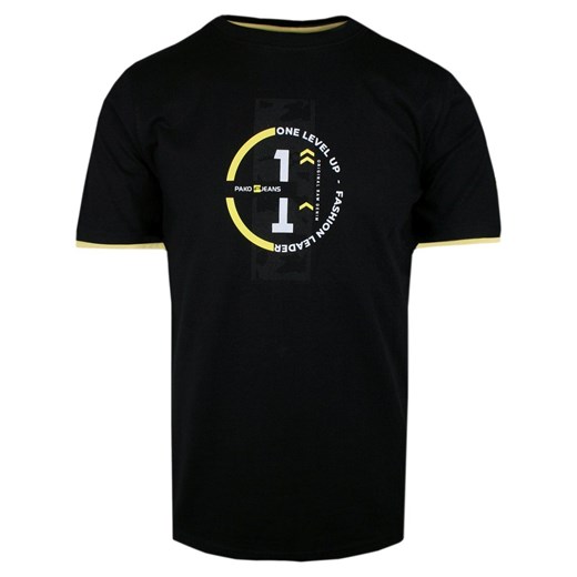 T-Shirt Męski - Czarna, Nadruk (Print) - Pako Jeans TSPJNS11oneCZ ze sklepu JegoSzafa.pl w kategorii T-shirty męskie - zdjęcie 173293137