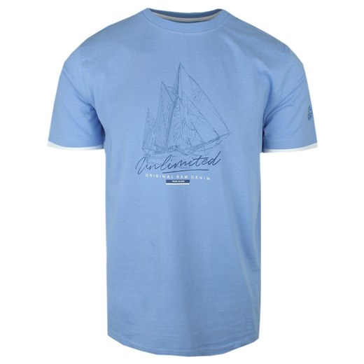 T-Shirt Męski - Niebieska z Motywem Żaglowca - Pako Jeans TSPJNS13stormNB ze sklepu JegoSzafa.pl w kategorii T-shirty męskie - zdjęcie 173293157