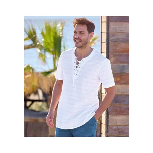 Koszulka ze sznurowanym kołnierzem Ibiza ze sklepu Atlas For Men w kategorii Koszule męskie - zdjęcie 173294927