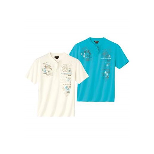 Zestaw 2 koszulek z dekoltem z guzikami Blue Coast ze sklepu Atlas For Men w kategorii T-shirty męskie - zdjęcie 173294928