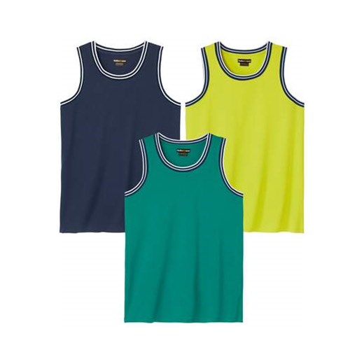 Zestaw 3 bawełnianych koszulek bez rękawów Playa ze sklepu Atlas For Men w kategorii T-shirty męskie - zdjęcie 173294938