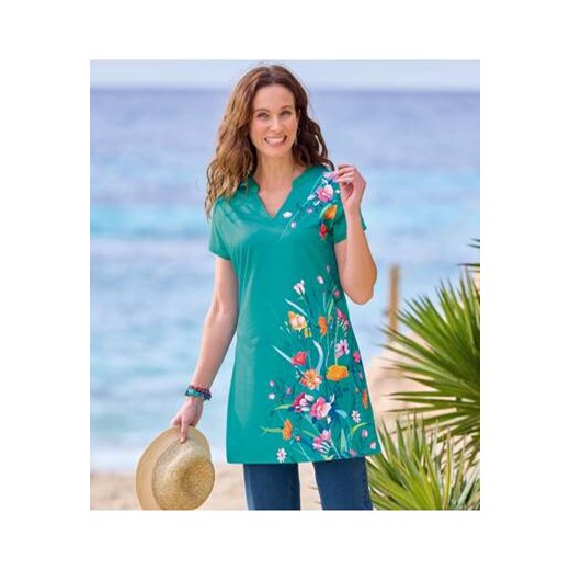 Bluzka damska Atlas For Men z krótkim rękawem w kwiaty casual 