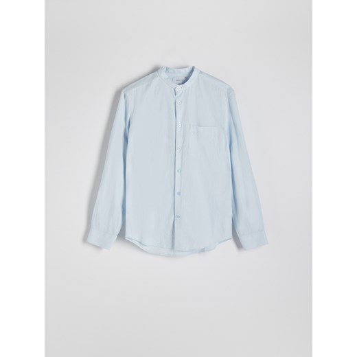 Reserved - Koszula regular fit z domieszką lnu - jasnoniebieski ze sklepu Reserved w kategorii Koszule męskie - zdjęcie 173295628