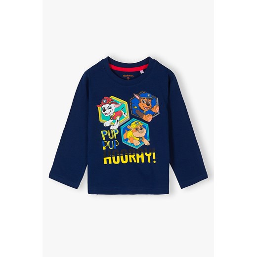 Granatowy t-shirt chłopięcy bawełniany Psi Patrol ze sklepu 5.10.15 w kategorii T-shirty chłopięce - zdjęcie 173296925