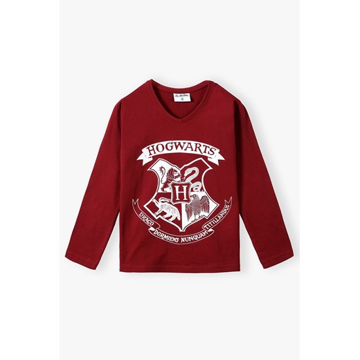Hogwarts - bluzka z długim rękawem dla dziewczynki - bordowa ze sklepu 5.10.15 w kategorii Bluzki dziewczęce - zdjęcie 173296928