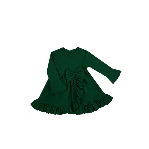 Sukienka dziewczęca z długim rękawem zielona ze sklepu 5.10.15 w kategorii Sukienki niemowlęce - zdjęcie 173296935