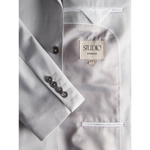 Reserved - Marynarka slim fit z wełną - beżowy Reserved 52 Reserved