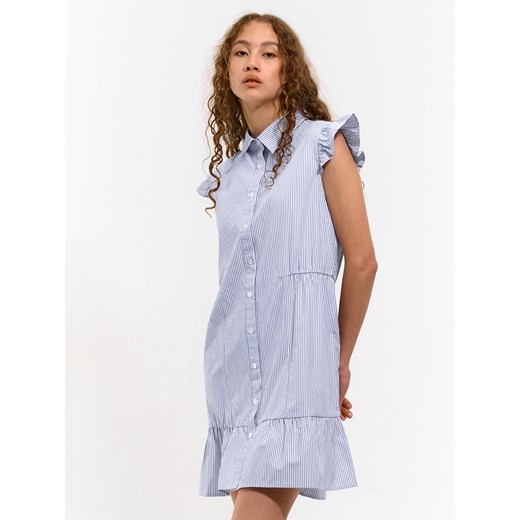 Sukienka Gate casual oversize z okrągłym dekoltem w paski 