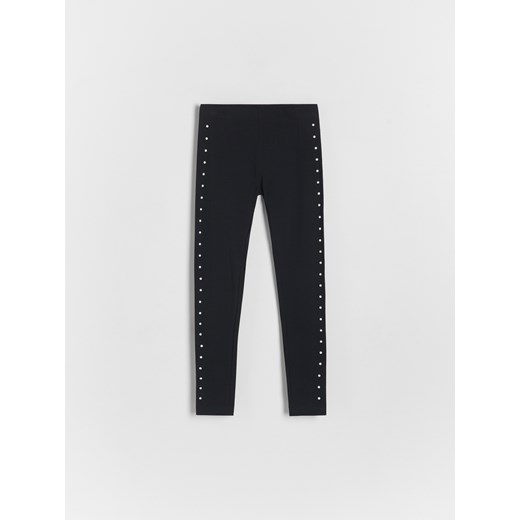 Reserved - Bawełniane legginsy z aplikacją - czarny ze sklepu Reserved w kategorii Spodnie dziewczęce - zdjęcie 173299408