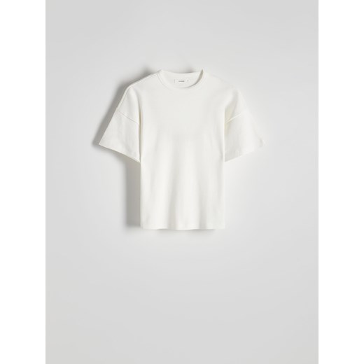 Reserved - T-shirt oversize - biały ze sklepu Reserved w kategorii Bluzki damskie - zdjęcie 173299456