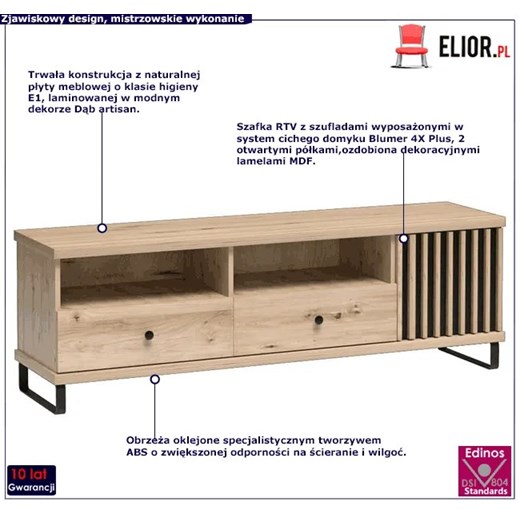Szafka RTV z lamelami na froncie - Fallon 8X Elior One Size okazyjna cena Edinos.pl