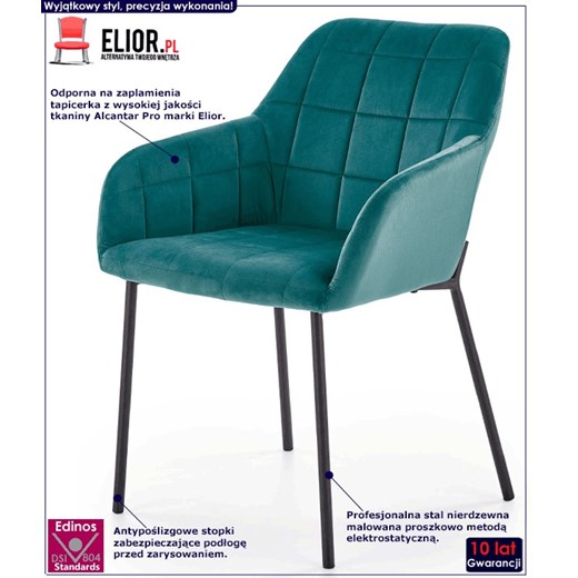 Komplet ciemnozielonych nowoczesnych krzeseł 4 szt. kolor - Zeppen 4S Elior One Size Edinos.pl