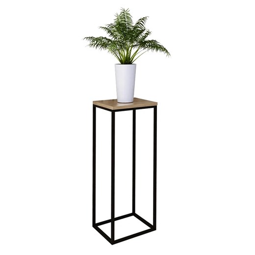 Stojak na kwiaty w stylu loft czarny + dąb lancelot - Mobis 4X Elior One Size Edinos.pl