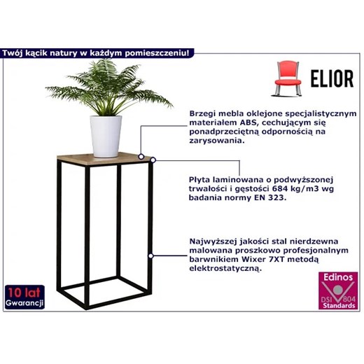 Stojak na kwiaty w stylu loft czarny + dąb lancelot - Mobis 4X Elior One Size Edinos.pl