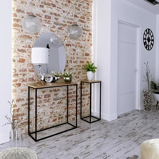 Stojak na kwiaty w stylu loft czarny + dąb lancelot - Mobis 4X Elior One Size Edinos.pl